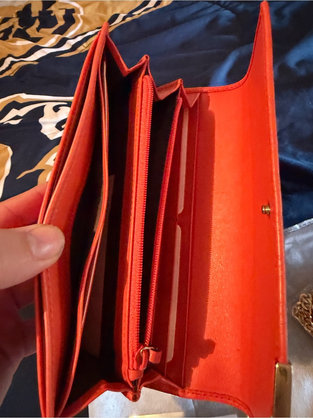 Gucci Red Leather Embossed Flap Clutch with Gold Chain - Picture 4 of 5